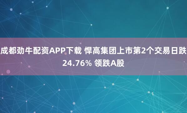 成都劲牛配资APP下载 悍高集团上市第2个交易日跌24.76% 领跌A股