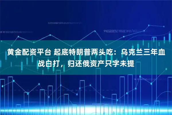 黄金配资平台 起底特朗普两头吃：乌克兰三年血战白打，归还俄资产只字未提